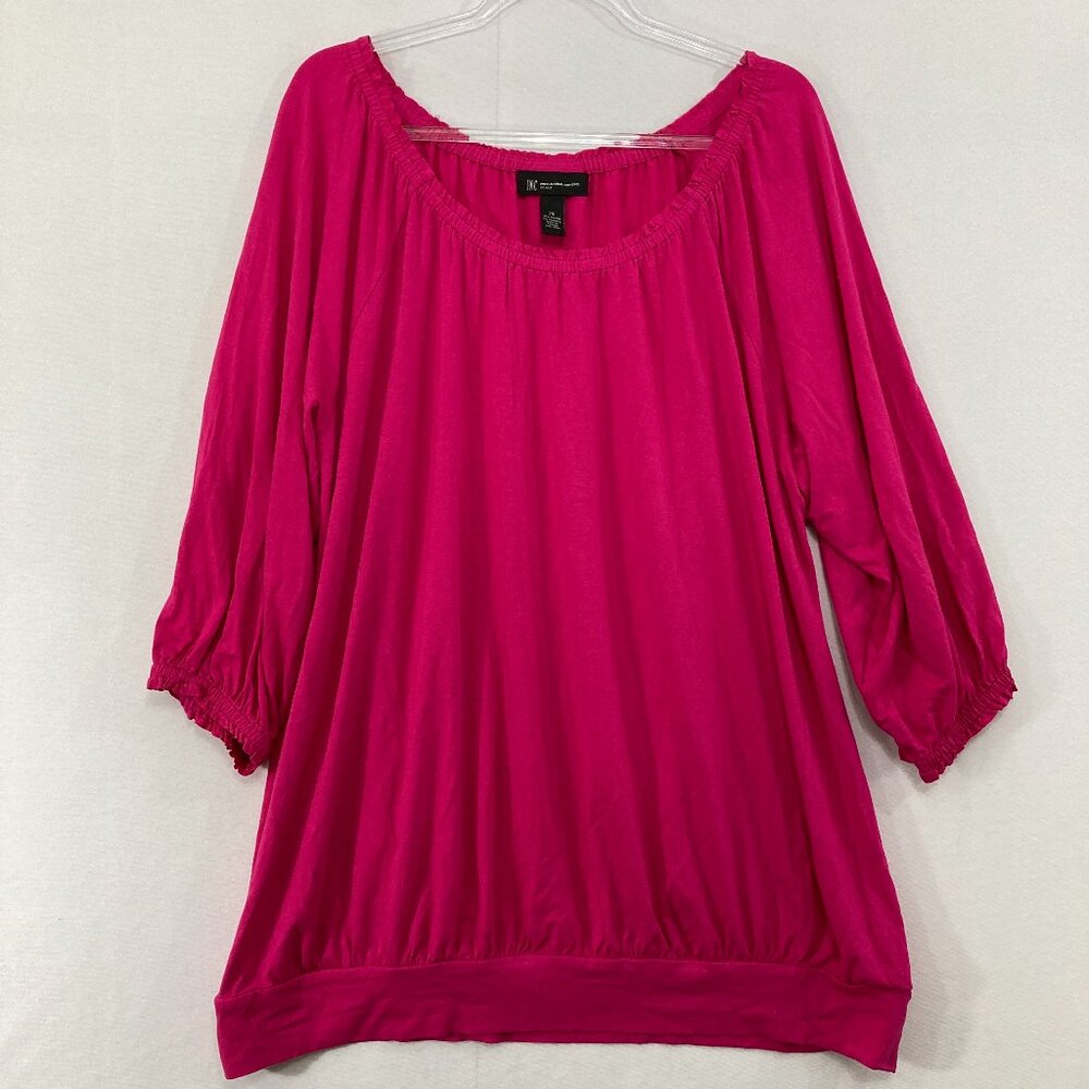 INC International Concepts‎ Top size 2X Pink Magenta Stretch Knit Elegant Blouse